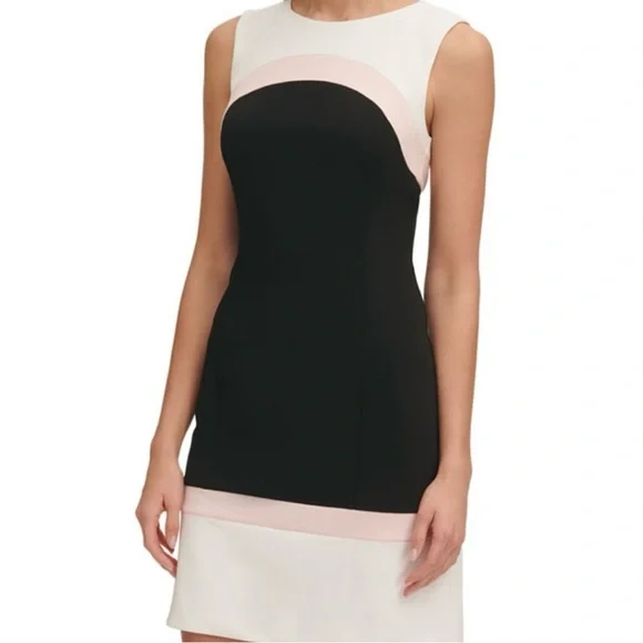NEW Tommy Hilfiger Ponte Colorblock Shift Sheath Dress Sleeveless Women’s Sz 14 - Picture 2 of 6